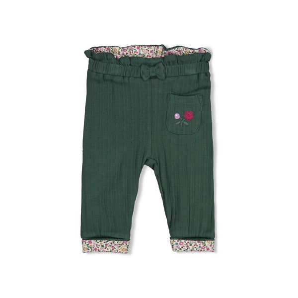 Meisjes Legging rib - Afternoon Tea van Feetje in de kleur Groen in maat 86.