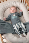 Jongens Broek rib met streep - Beep Beep van Feetje in de kleur Zeegroen in maat 86.