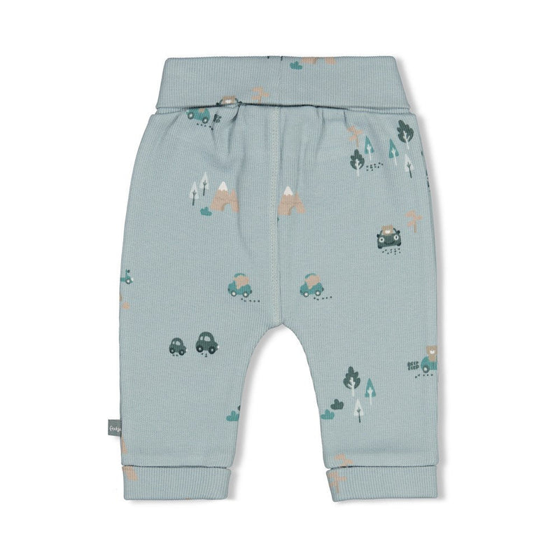 Jongens Broek rib AOP - Beep Beep van Feetje in de kleur Mint in maat 86.