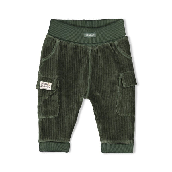 Jongens Broek velours rib - Wiggle and Waddle van Feetje in de kleur Groen in maat 92.