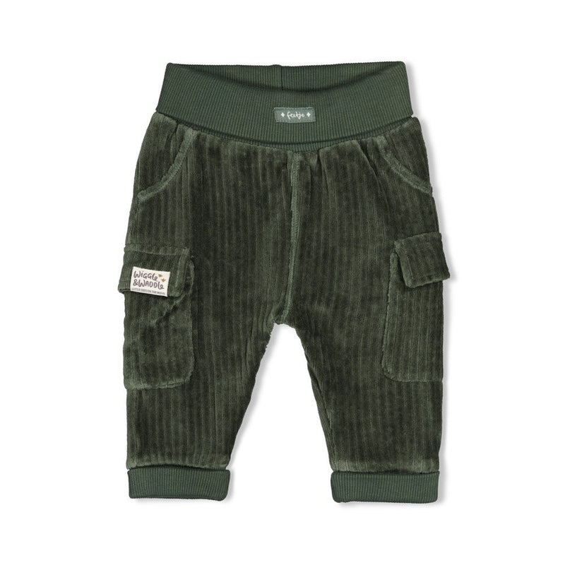 Jongens Broek velours rib - Wiggle and Waddle van Feetje in de kleur Groen in maat 92.