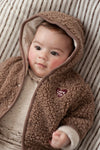 Meisjes Broek AOP - My Little Love van Feetje in de kleur Taupe melange in maat 86.