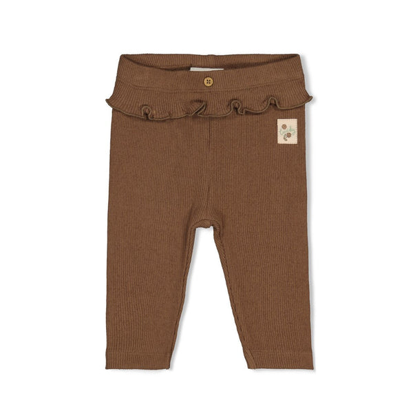Meisjes Legging pointelle rib - Lucky Bloombird van Feetje in de kleur Bruin in maat 92.