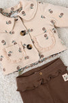 Meisjes Legging pointelle rib - Lucky Bloombird van Feetje in de kleur Bruin in maat 92.