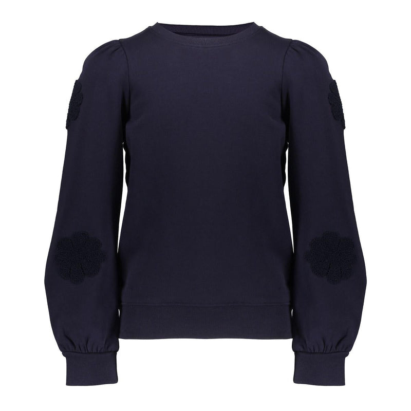 Meisjes Sweater flowers at sleeve van Geisha in de kleur Navy in maat 176.