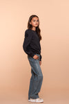 Meisjes Sweater flowers at sleeve van Geisha in de kleur Navy in maat 176.