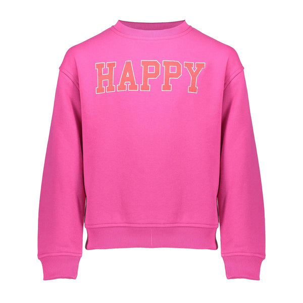 Meisjes Sweater happy van Geisha in de kleur Fuchsia in maat 176.