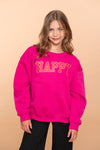 Meisjes Sweater happy van Geisha in de kleur Fuchsia in maat 176.