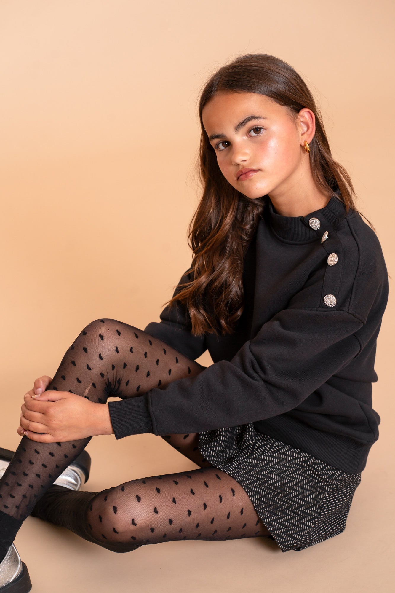 Meisjes Sweater buttons at shoulder van Geisha in de kleur Black in maat 176.