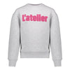 Meisjes Sweater atelier van Geisha in de kleur Grey melange/fuchsia in maat 176.