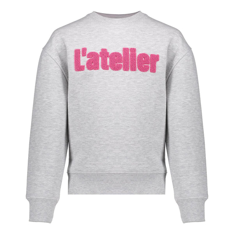 Meisjes Sweater atelier van Geisha in de kleur Grey melange/fuchsia in maat 176.