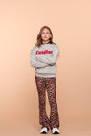 Meisjes Sweater atelier van Geisha in de kleur Grey melange/fuchsia in maat 176.