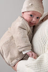 Unisexs Mutsje velours rib - The Cuddle Company van Feetje in de kleur Taupe melange in maat 1.