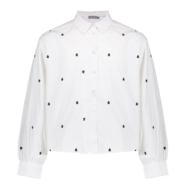 Meisjes Blouse hearts van Geisha in de kleur White/black in maat 176.