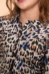 Meisjes Blouse leopard van Geisha in de kleur Camel/blue/black in maat 176.