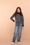 Meisjes Pullover stripes turtle van Geisha in de kleur Navy/off-white in maat 176.
