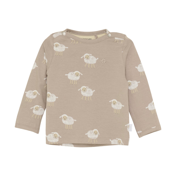 Unisexs Unisex Tee Sybaris long sleeve van Noppies in de kleur Sand in maat 68.