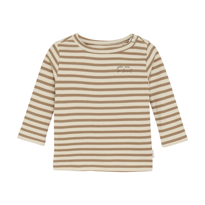 Unisexs Unisex Tee Seguin long sleeve van Noppies in de kleur Brown in maat 68.