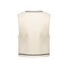 Meisjes Gilet teddy embroidery van Geisha in de kleur Off-white/tape dark brown zigzag in maat 176.