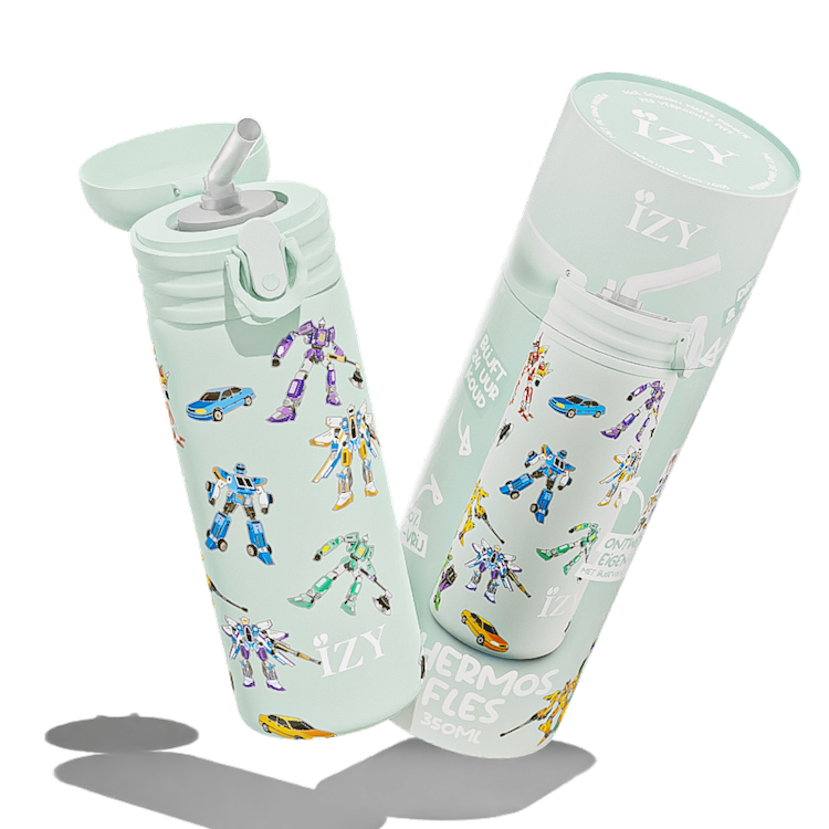 IZY Kids Thermos Bottle - Green Transformers - 350ML To-Go Insulated Water Bottles