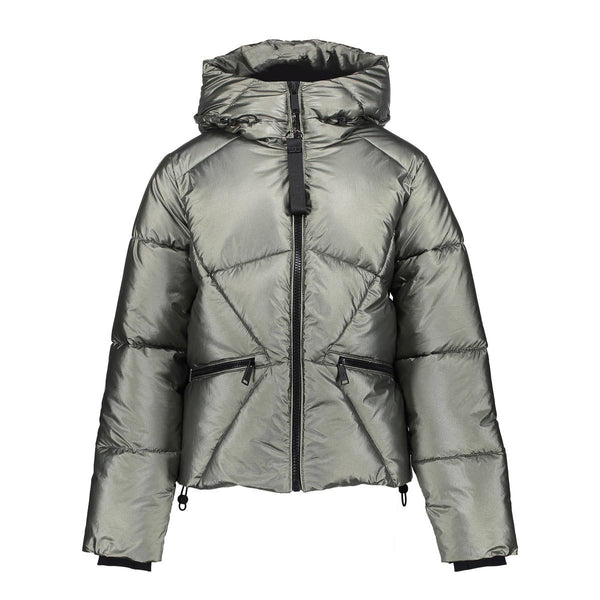 Meisjes Jacket metallic boxy van Geisha in de kleur Soft green metallic in maat 176.