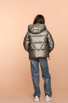 Meisjes Jacket metallic boxy van Geisha in de kleur Soft green metallic in maat 176.