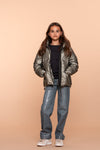 Meisjes Jacket metallic boxy van Geisha in de kleur Soft green metallic in maat 176.