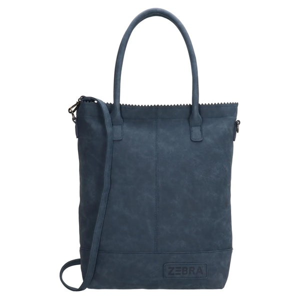 Zebra Natural bag kartel met rits - Jeansblauw