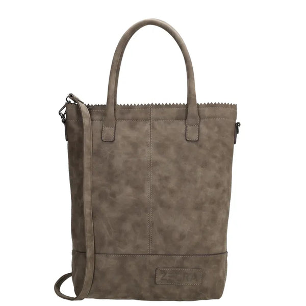 Zebra Natural bag kartel met rits - Donkerbruin