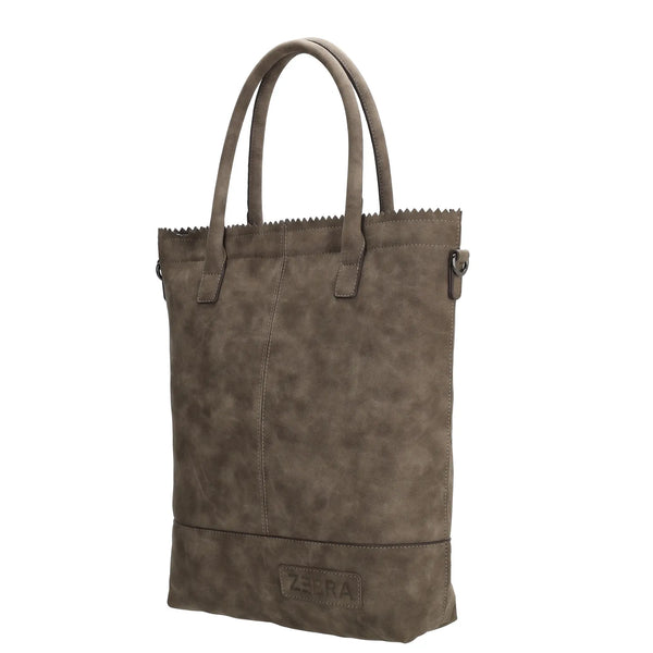 Zebra Natural bag kartel met rits - Donkerbruin