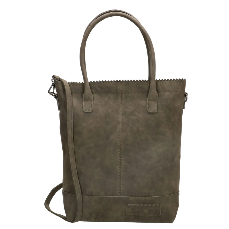 Zebra Natural bag kartel met rits - Legergroen