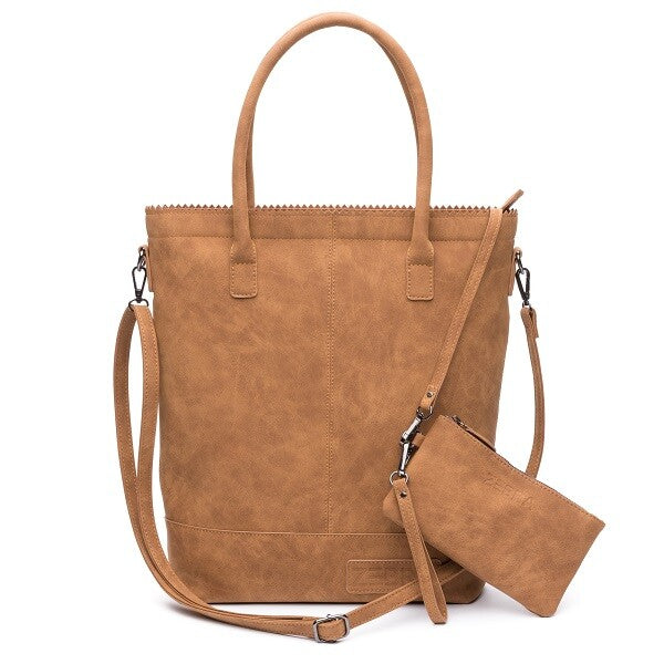 Zebra Natural bag kartel met rits - Camel