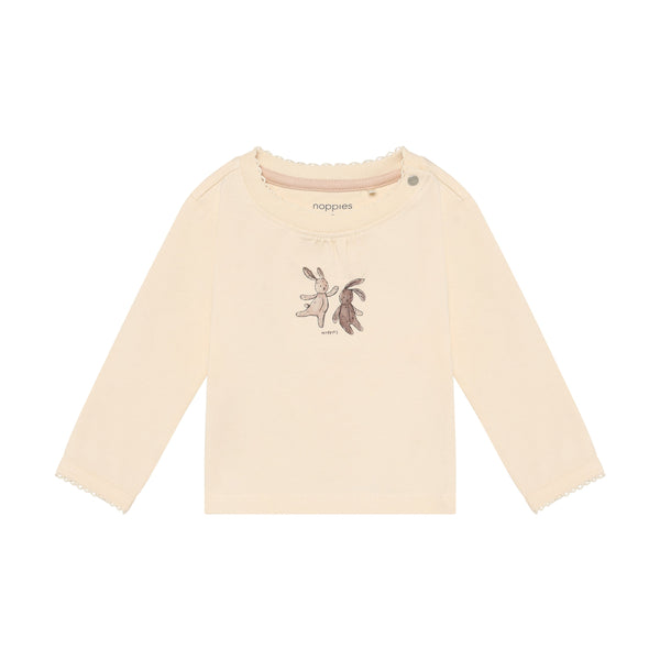 Meisjes Tee LS van Noppies in de kleur Buttercream in maat 62.