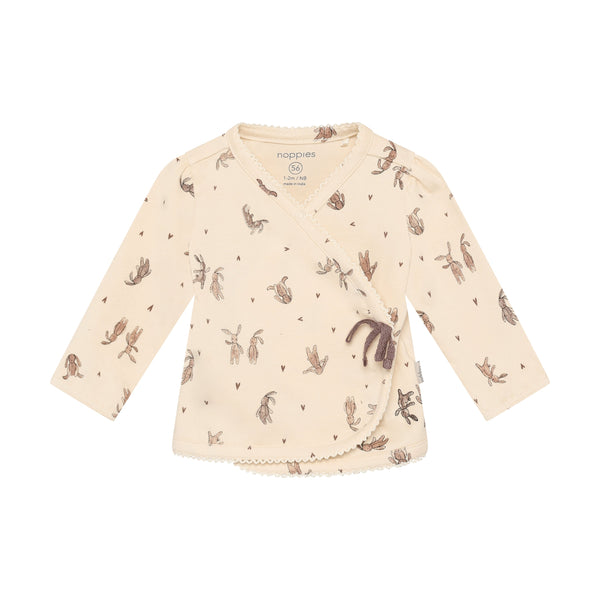 Meisjes Top LS AOP van Noppies in de kleur Buttercream in maat 62.