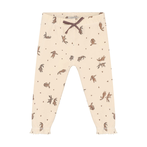 Meisjes Pants AOP van Noppies in de kleur Buttercream in maat 62.