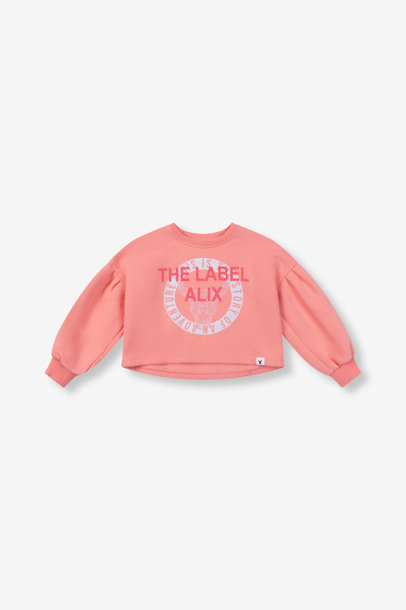 Meisjes Sweater van ALIX Mini in de kleur Bright Peach in maat 158-164.