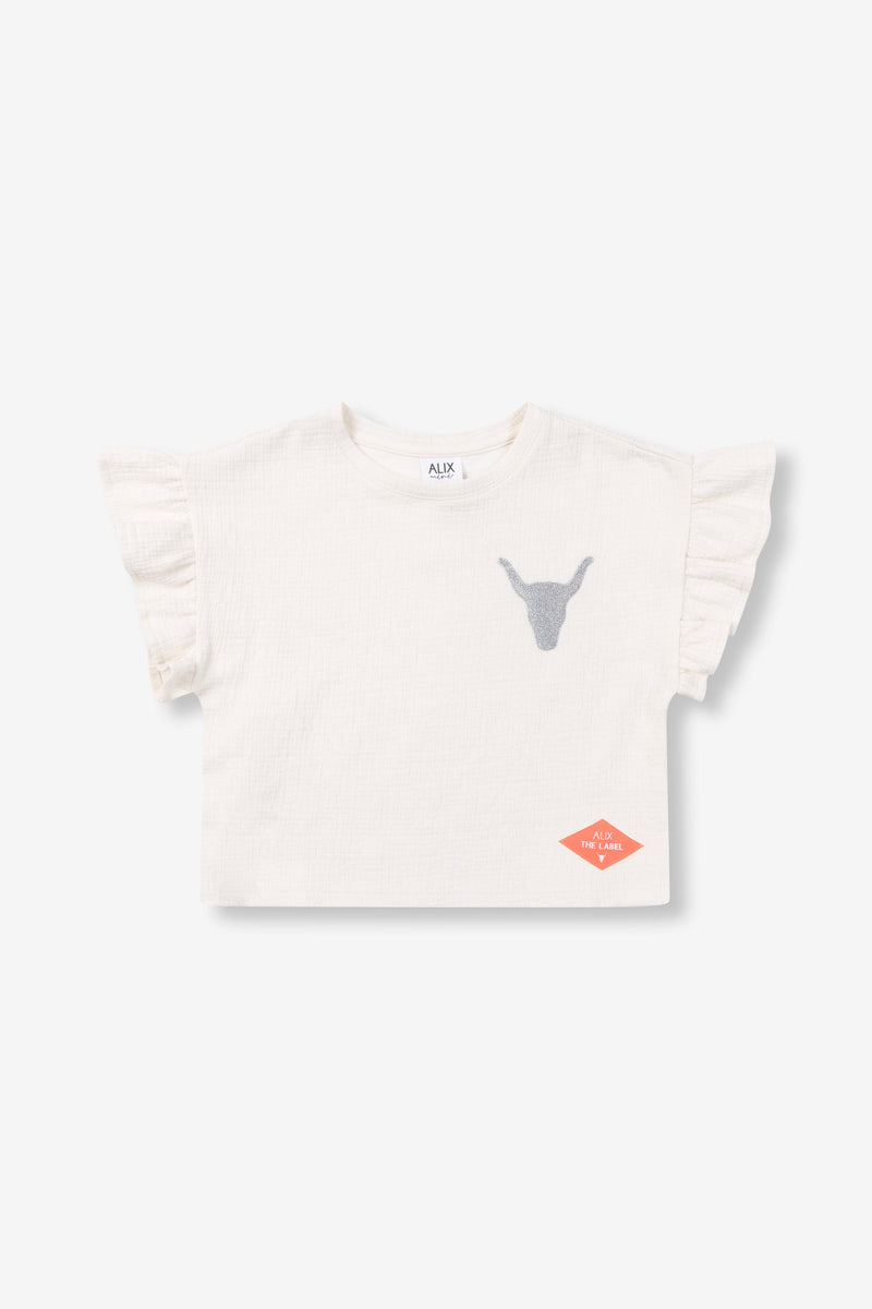 Meisjes Top van  in de kleur Cream in maat 146-152.