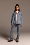Meisjes Denim Jacket van ALIX Mini in de kleur Denim Blue in maat 158-164.