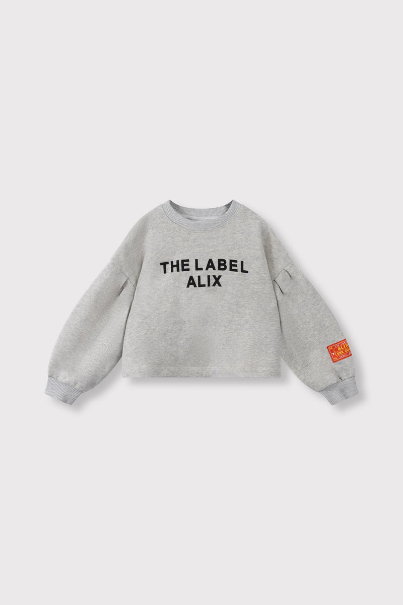 Meisjes Sweater van ALIX Mini in de kleur Soft grey melange in maat 158-164.