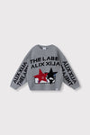 Meisjes Sweater stars van ALIX Mini in de kleur Soft grey melange in maat 158-164.