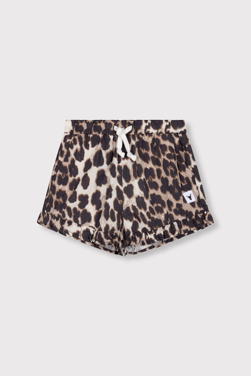 Meisjes woven animal shorts with ruffles van ALIX Mini in de kleur animal in maat 158-164.