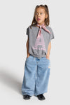 Meisjes woven wide leg flowy denim pants van ALIX Mini in de kleur light blue denim in maat 158-164.
