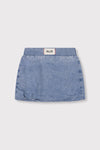 Meisjes woven denim balloon skirt van ALIX Mini in de kleur light blue denim in maat 158-164.