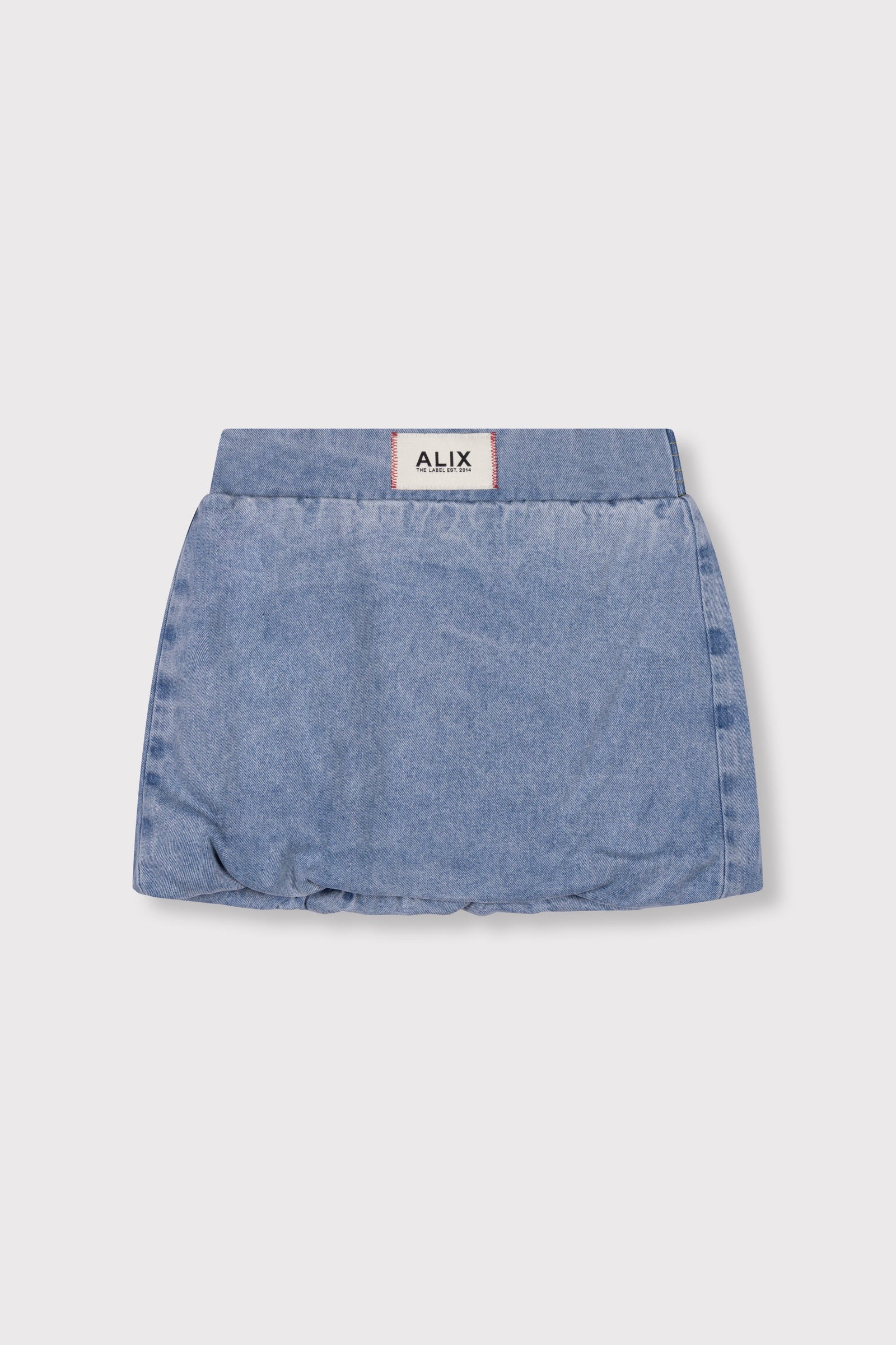 ALIX Mini woven denim balloon skirt