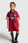 Meisjes knitted sporty sweat dress van ALIX Mini in de kleur cerise in maat 158-164.