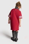 Meisjes knitted sporty sweat dress van ALIX Mini in de kleur cerise in maat 158-164.
