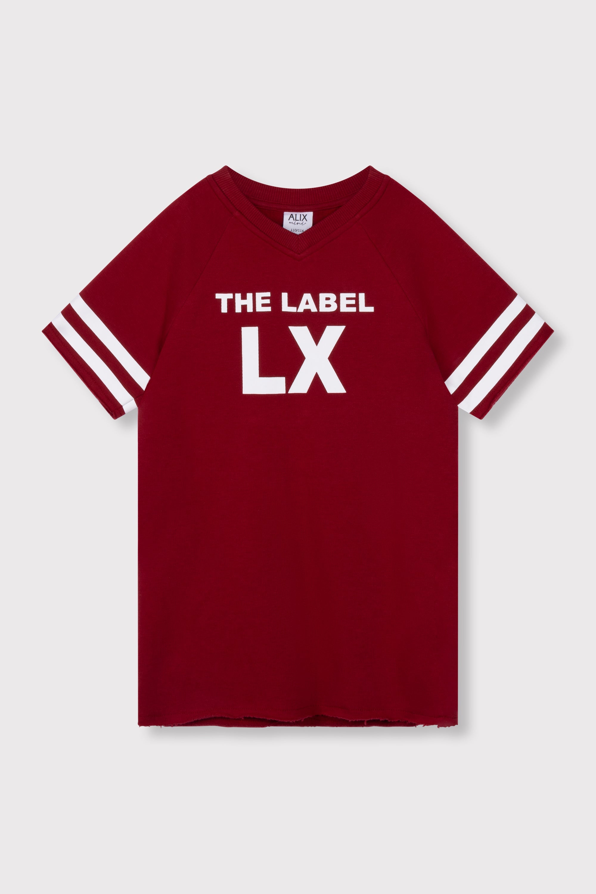 Meisjes knitted sporty sweat dress van ALIX Mini in de kleur cerise in maat 158-164.