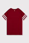 Meisjes knitted sporty sweat dress van ALIX Mini in de kleur cerise in maat 158-164.