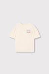 Meisjes knitted multi colour artwork t-shirt van ALIX Mini in de kleur light ecru in maat 158-164.