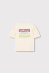 Meisjes knitted multi colour artwork t-shirt van ALIX Mini in de kleur light ecru in maat 158-164.
